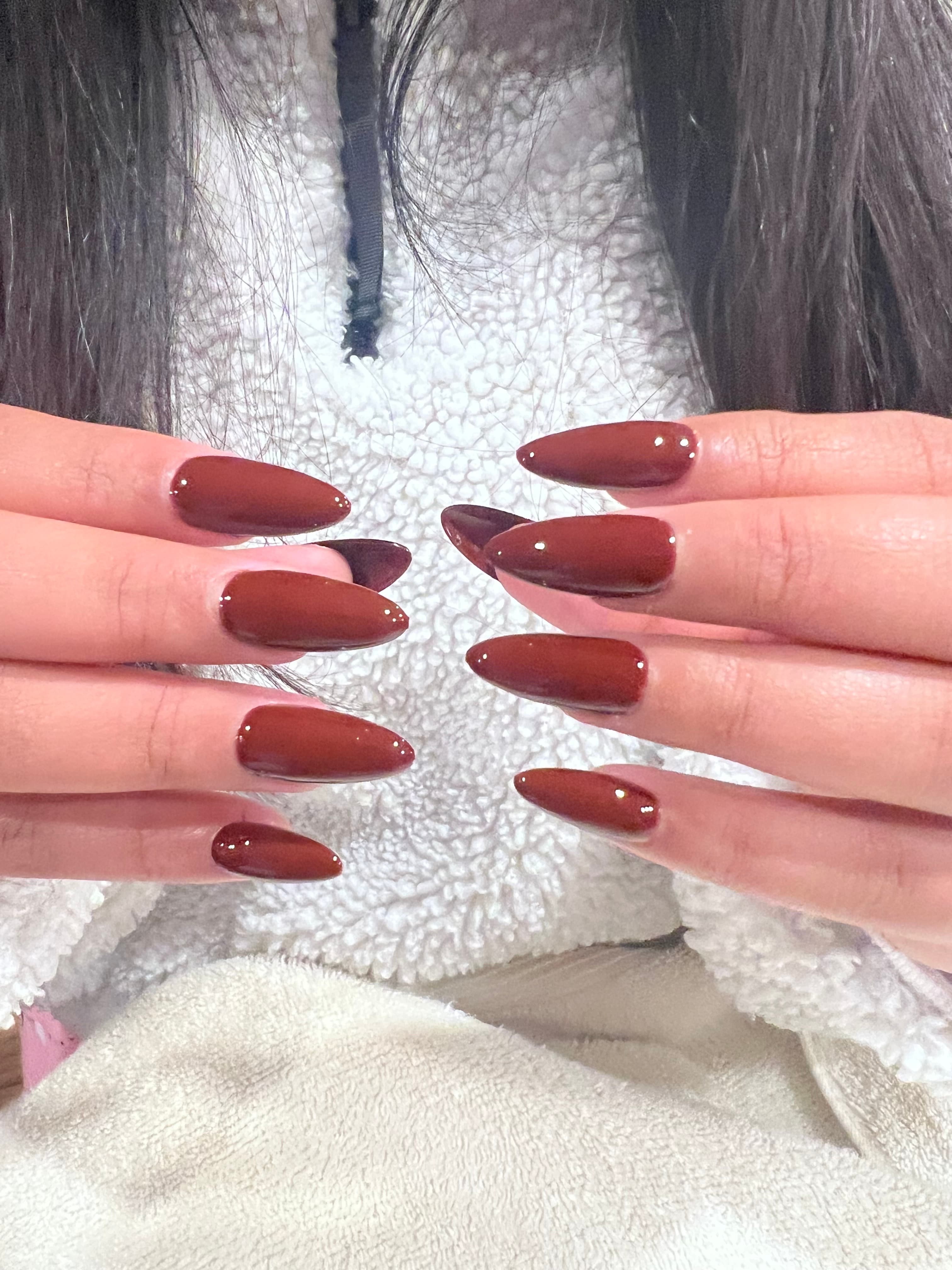 Soft gel nail extensions close-up